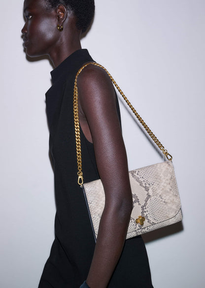 Gray Snake Print Clutch Bag | ME+EM Accessories
