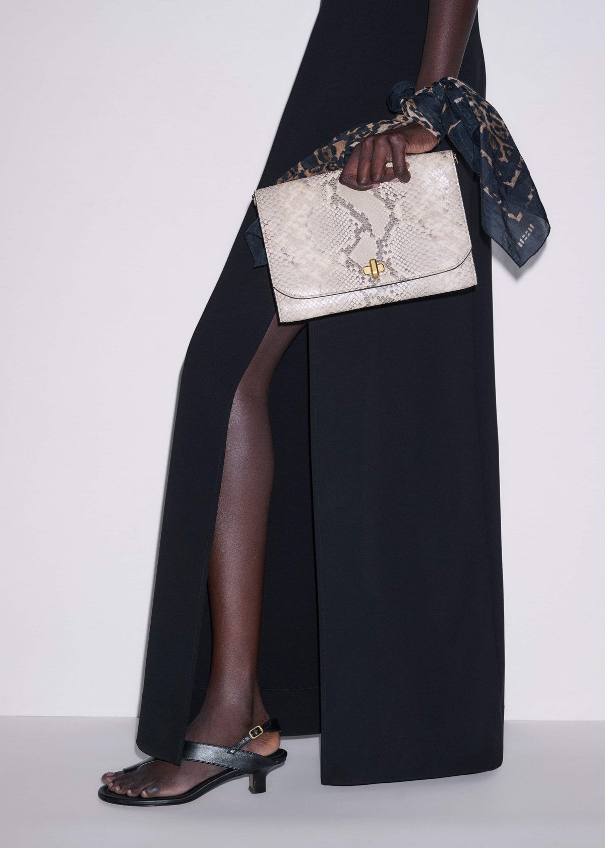 Gray Snake Print Clutch Bag | ME+EM Accessories