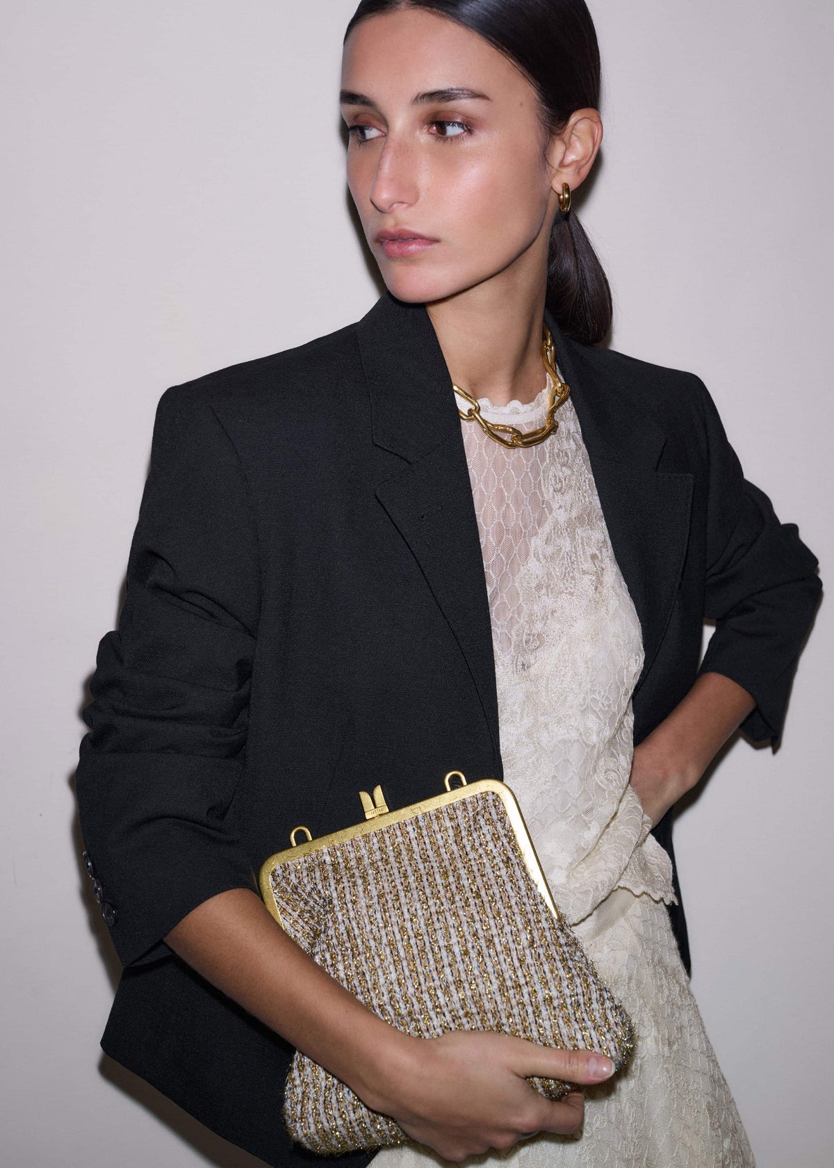 Gold Tweed AM-PM Crossbody Bag | ME+EM Accessories