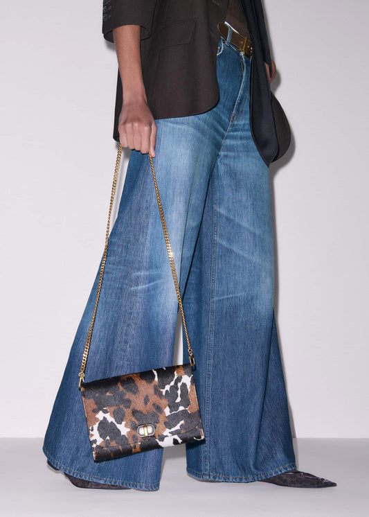 Brown Leather Cow Print Envelope Clutch Bag | ME+EM Accessories