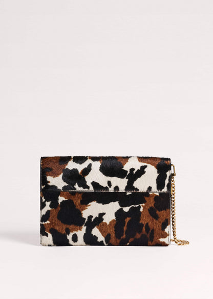 Brown Leather Cow Print Envelope Clutch Bag | ME+EM Accessories