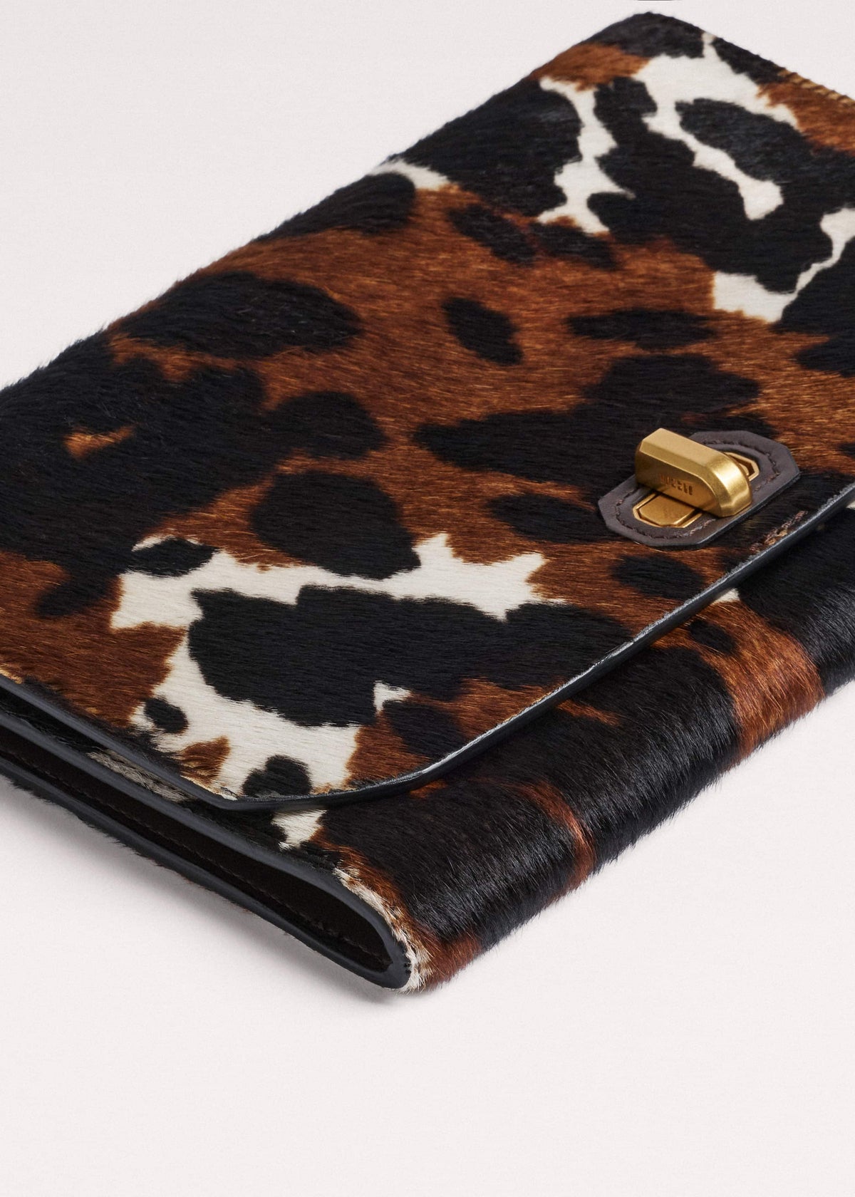 Brown Leather Cow Print Envelope Clutch Bag | ME+EM Accessories