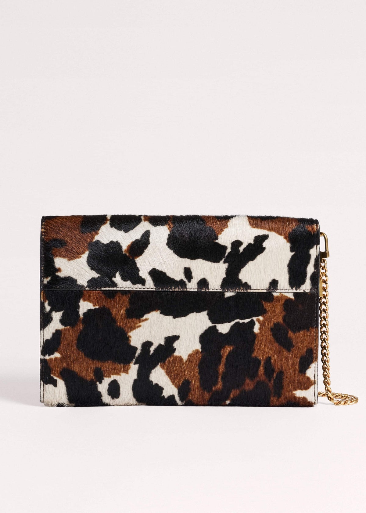 Brown Leather Cow Print Envelope Clutch Bag | ME+EM Accessories