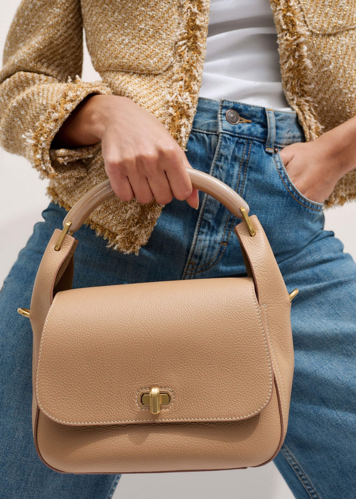 Light Brown Resin Handle Crossbody Bag | ME+EM Accessories