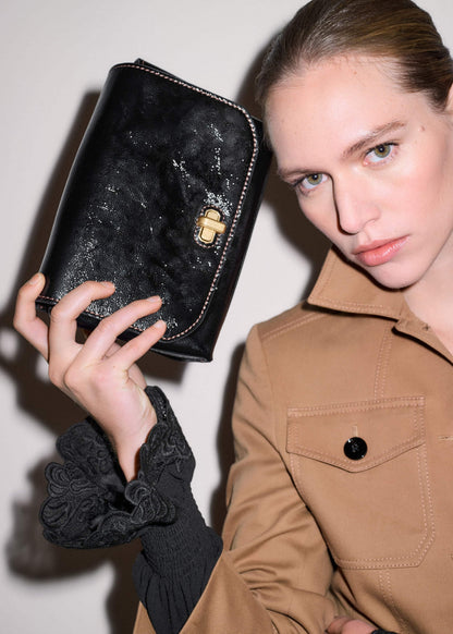 Black Leather Clutch + Crossbody Bag | ME+EM Accessories