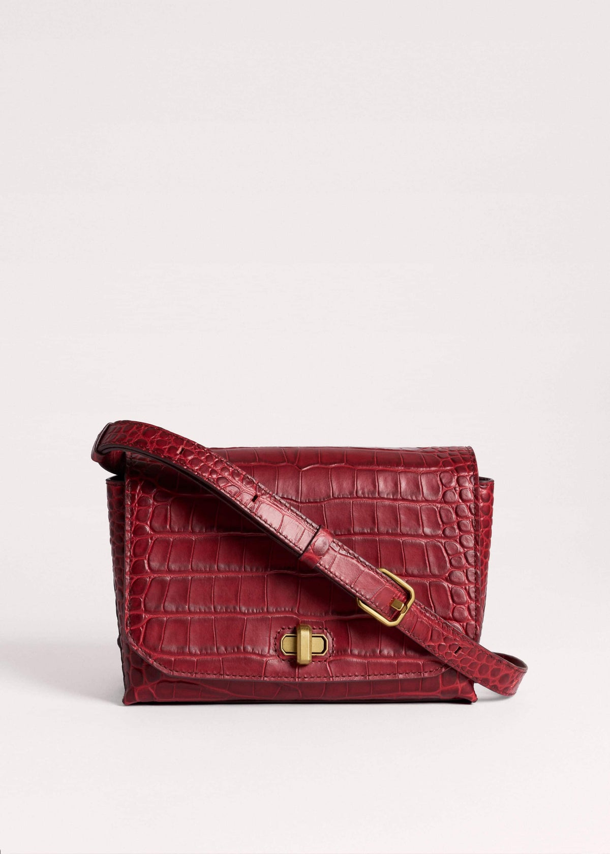 Red Leather Croc Print Clutch 2-in-1 Bag | ME+EM Accessories