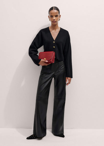 Red Leather Croc Print Clutch 2-in-1 Bag | ME+EM Accessories