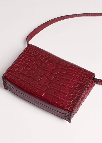 Red Leather Croc Print Clutch 2-in-1 Bag | ME+EM Accessories