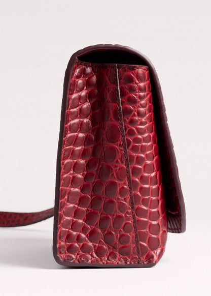 Red Leather Croc Print Clutch 2-in-1 Bag | ME+EM Accessories