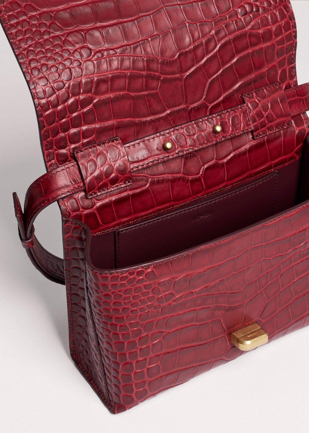 Red Leather Croc Print Clutch 2-in-1 Bag | ME+EM Accessories