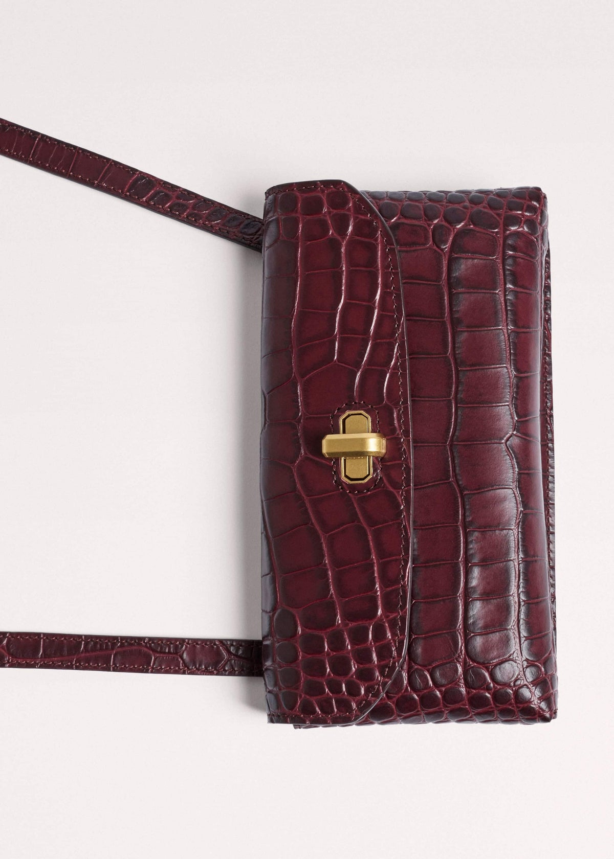 Red Red Leather Croc Print Small Pouch | ME+EM Accessories