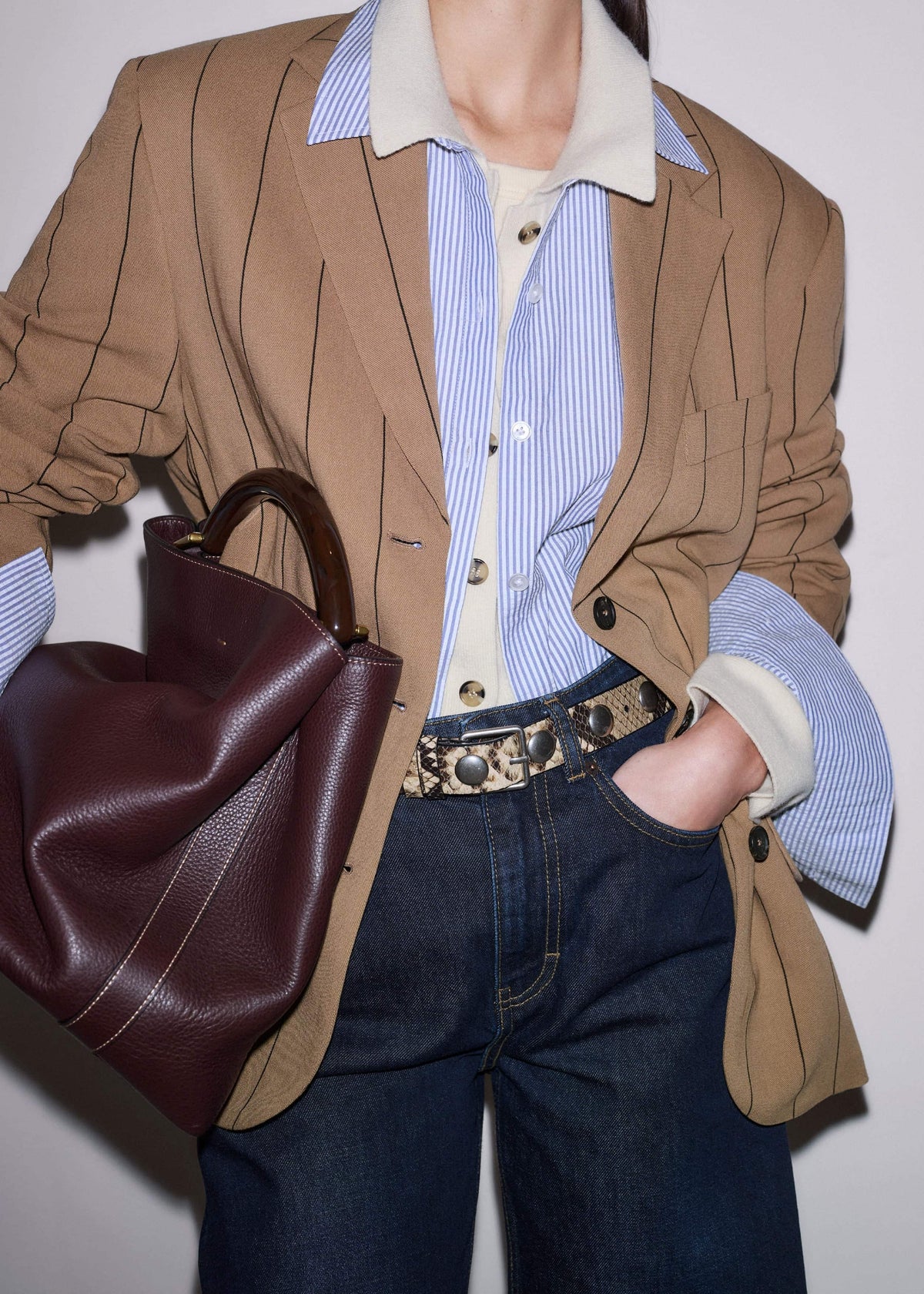 Red Leather Soft Constructed Day Bag | ME+EM Accessories
