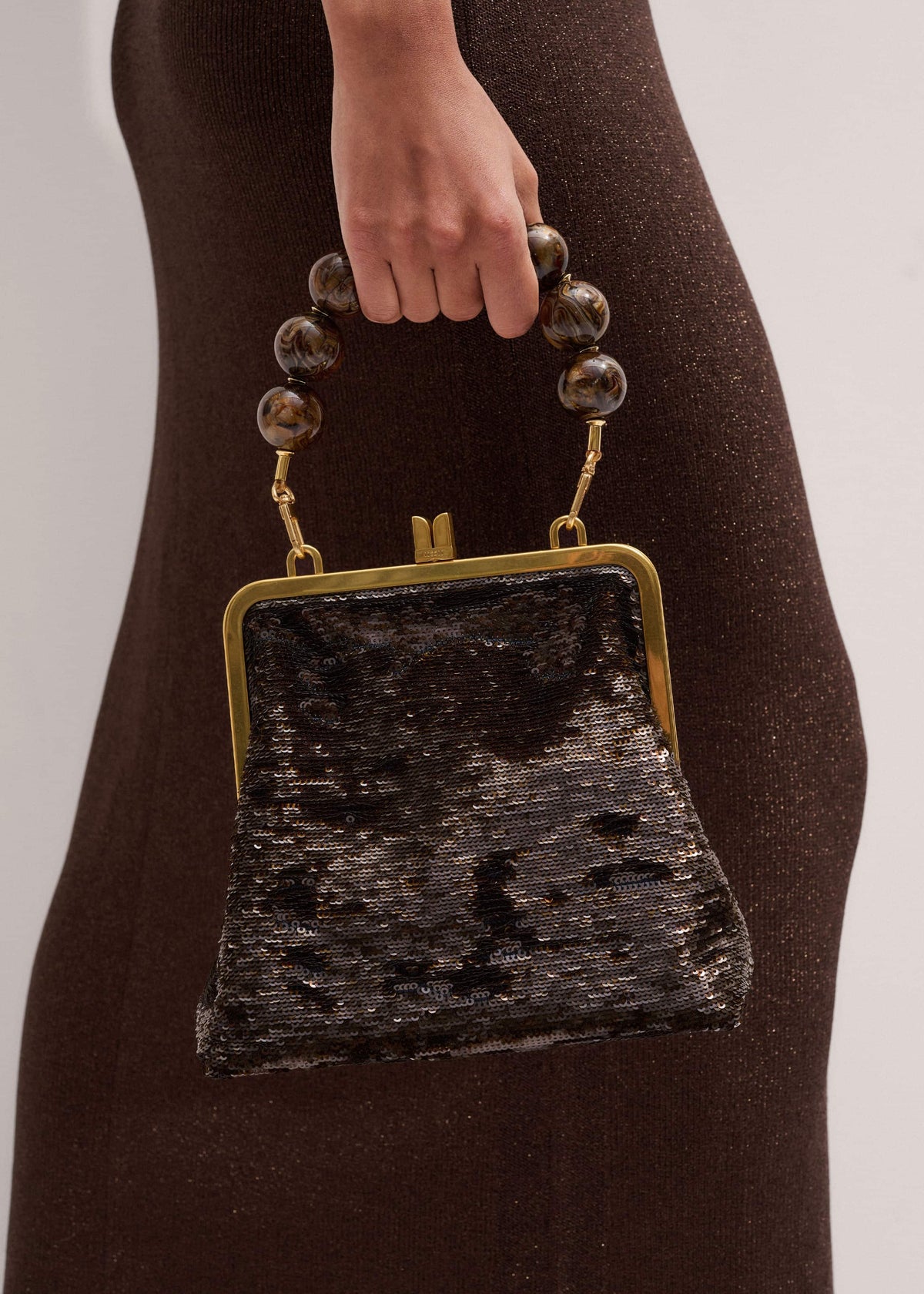 Brown Sequin Evening Bag | ME+EM Accessories