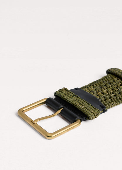 Olive Green Raffia Wide Summer Belt | ME+EM Accessories