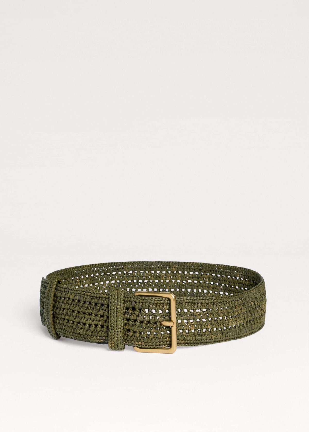 Olive Green Raffia Wide Summer Belt | ME+EM Accessories