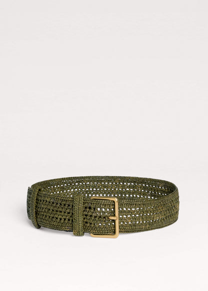 Olive Green Raffia Wide Summer Belt | ME+EM Accessories