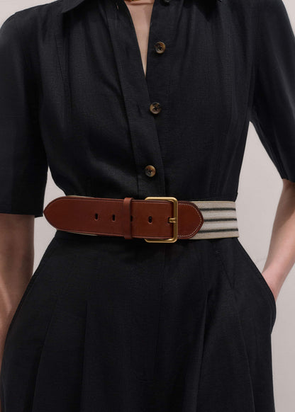 Cream Wide Elastic Belt | ME+EM Accessories