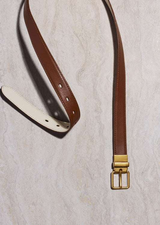 Dark Brown Buttercream Reversible Belt | ME+EM Accessories