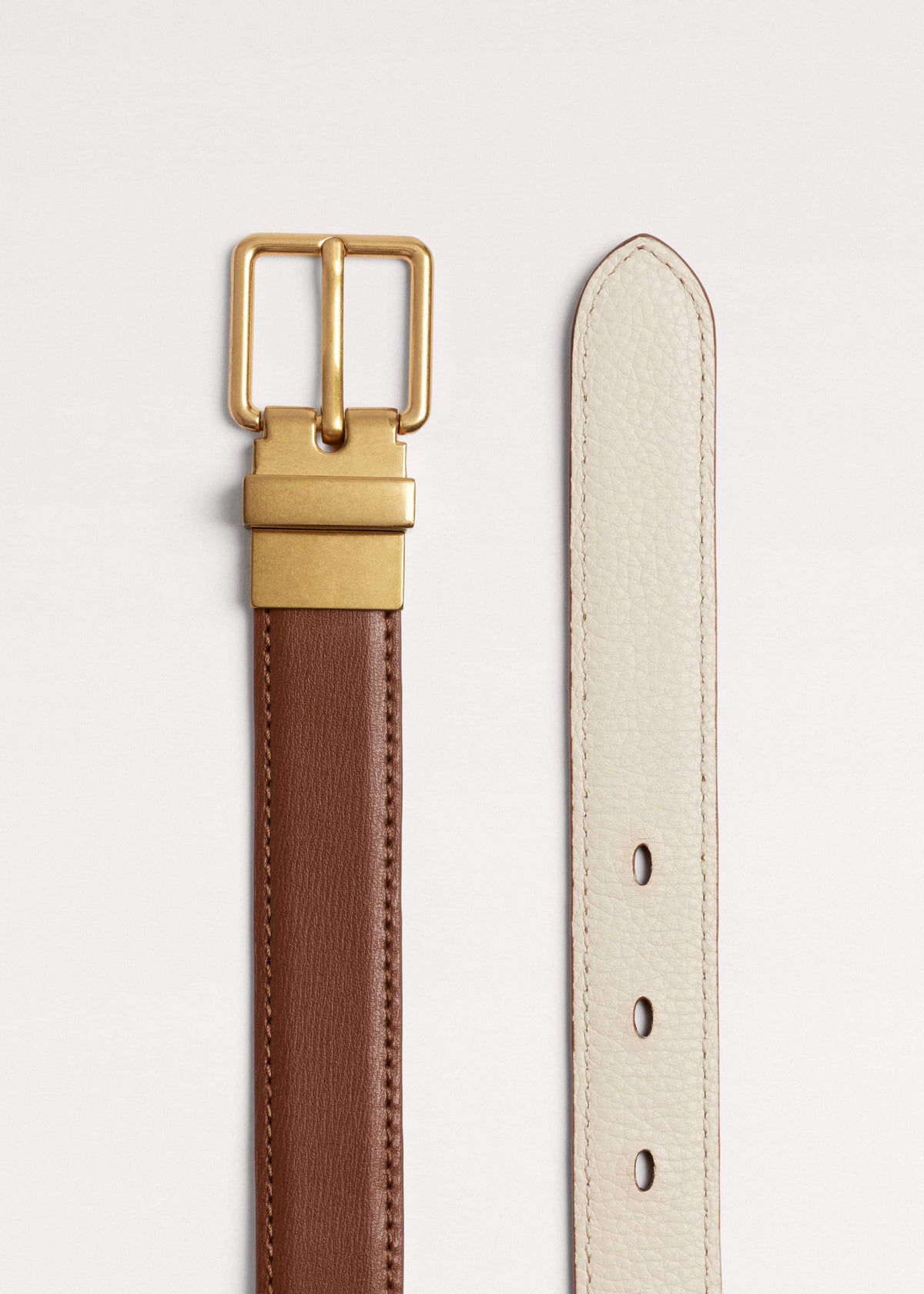 Dark Brown Buttercream Reversible Belt | ME+EM Accessories