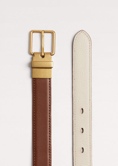 Dark Brown Buttercream Reversible Belt | ME+EM Accessories