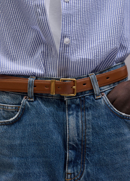 Dark Brown Buttercream Reversible Belt | ME+EM Accessories
