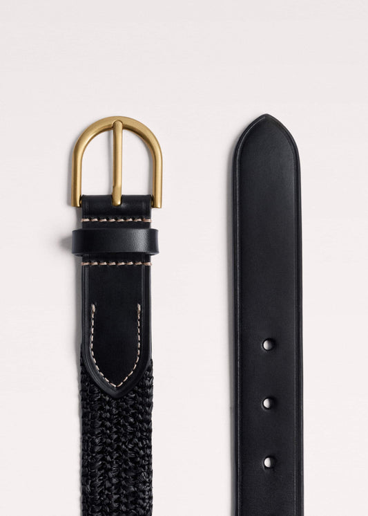 Black Round Raffia Summer Belt | ME+EM Accessories