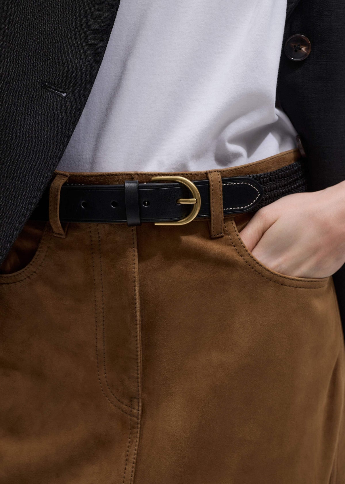 Black Round Raffia Summer Belt | ME+EM Accessories