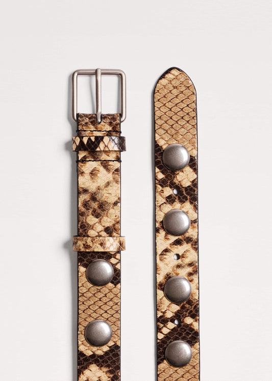 Brown Snake Embossed Metal Stud Belt | ME+EM Accessories