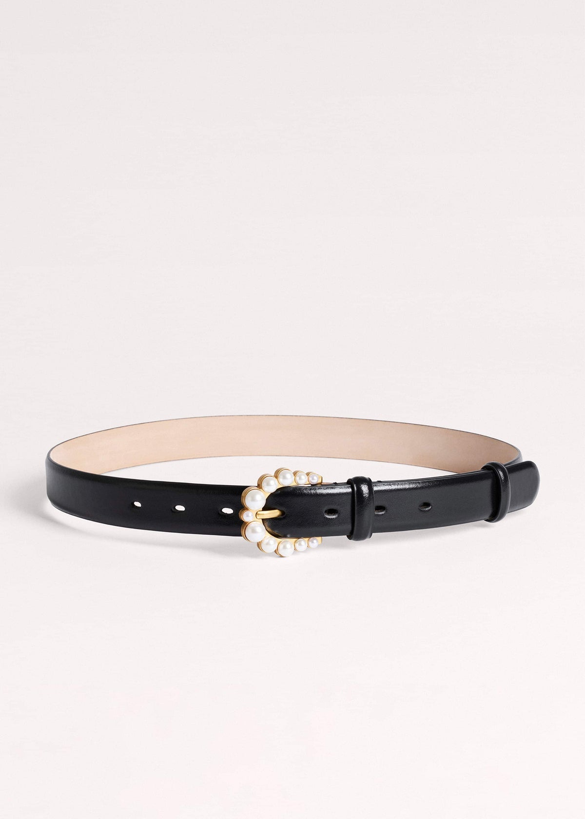 Black Faux Pearl Buckle Belt | ME+EM Accessories