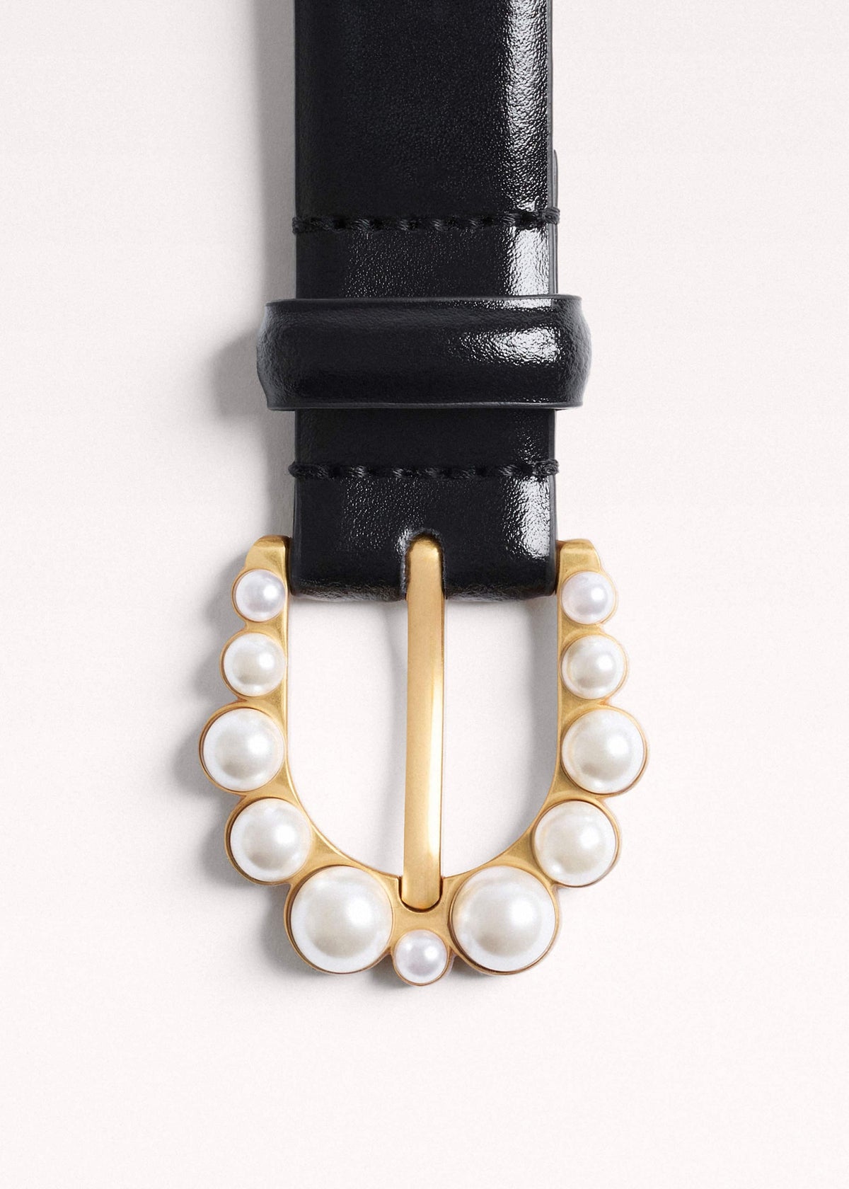 Black Faux Pearl Buckle Belt | ME+EM Accessories