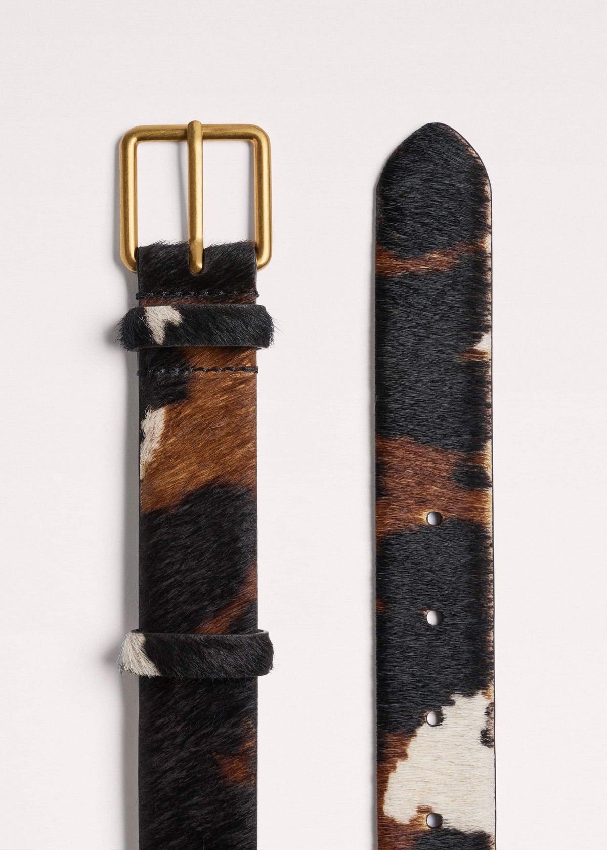 Dark Brown Leather Cow Print Classic Belt | ME+EM Accessories