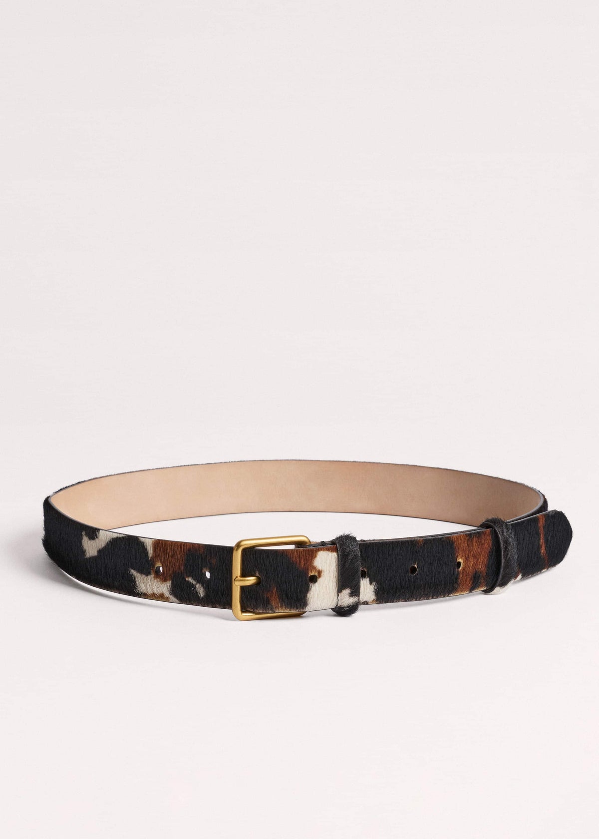 Dark Brown Leather Cow Print Classic Belt | ME+EM Accessories