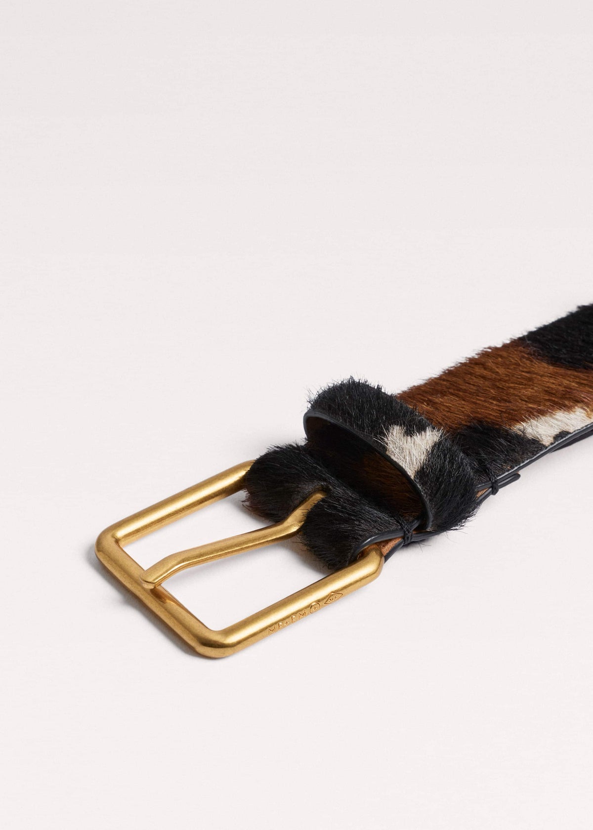 Dark Brown Leather Cow Print Classic Belt | ME+EM Accessories