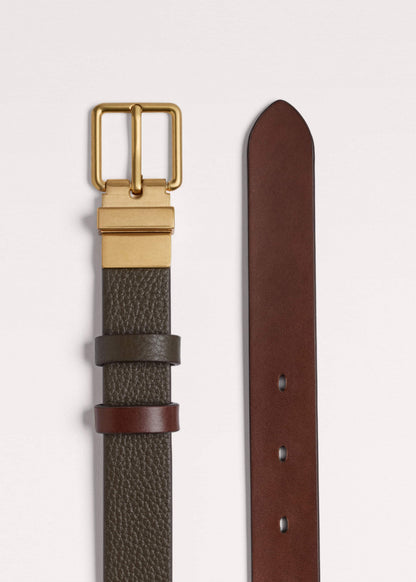 Olive Green Leather Reversible Belt | ME+EM Accessories