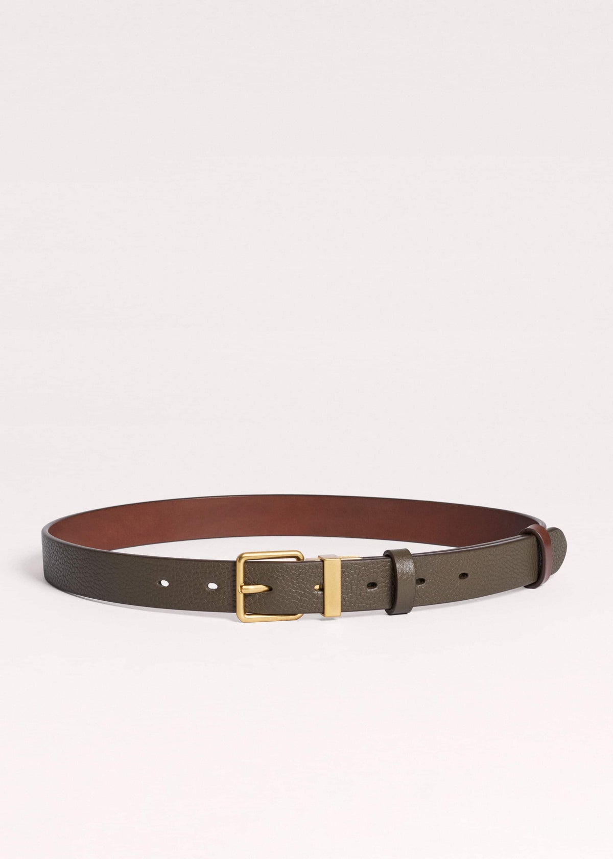 Olive Green Leather Reversible Belt | ME+EM Accessories