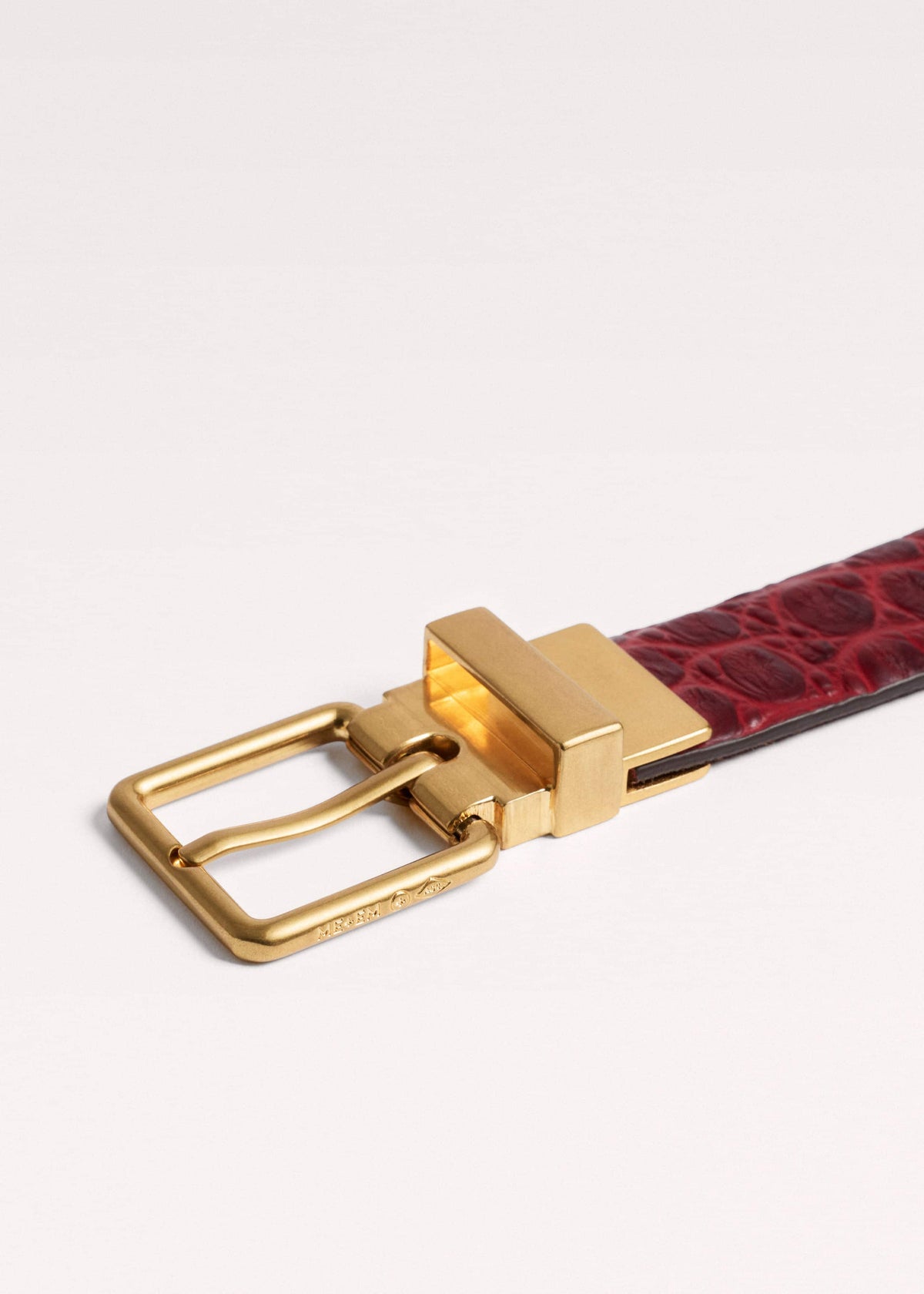Red Italian Croc Print Reversible Belt | ME+EM Accessories