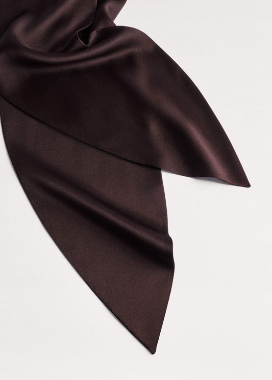 Brown Silk Satin Evening Scarf | ME+EM Accessories