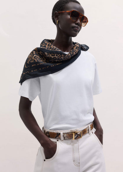 Brown Leopard Border Scarf | ME+EM Accessories