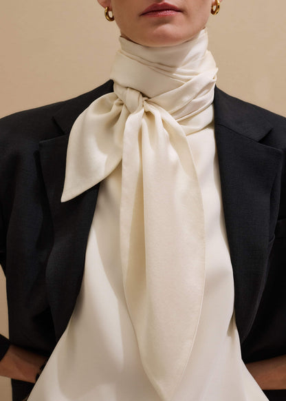 Cream Silk Satin Evening Scarf | ME+EM Accessories