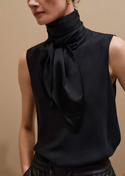 Black Silk Satin Evening Scarf | ME+EM Accessories