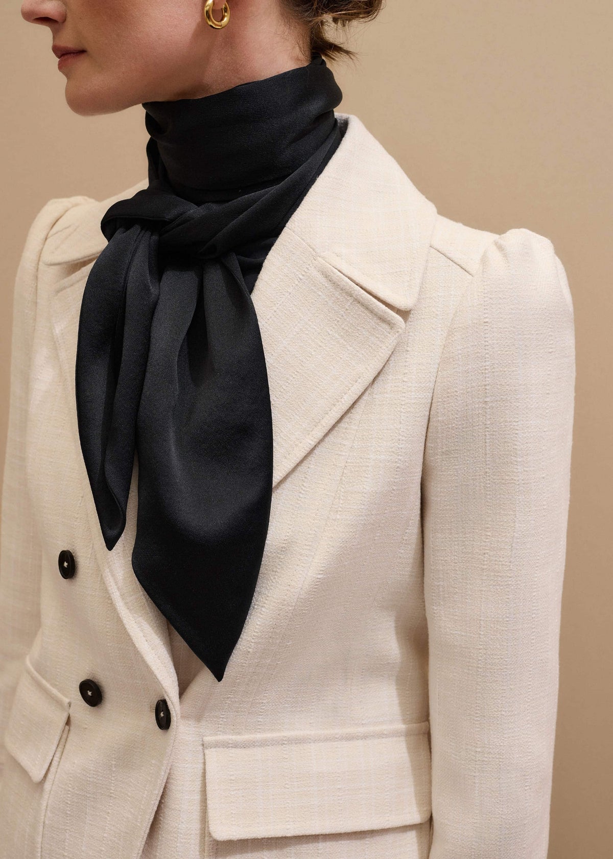 Black Silk Satin Evening Scarf | ME+EM Accessories