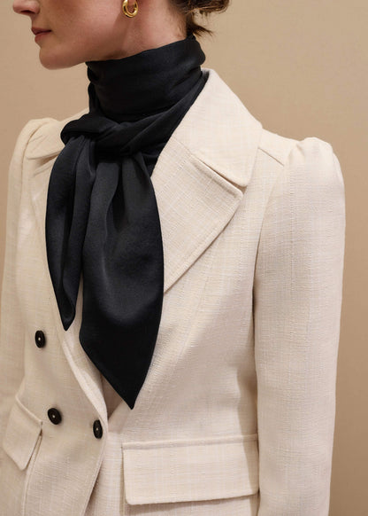 Black Silk Satin Evening Scarf | ME+EM Accessories