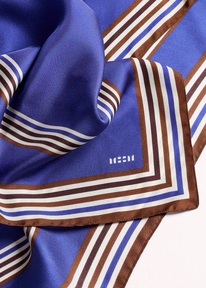 Blue Striped Silk Multi-Border Scarf | ME+EM Accessories