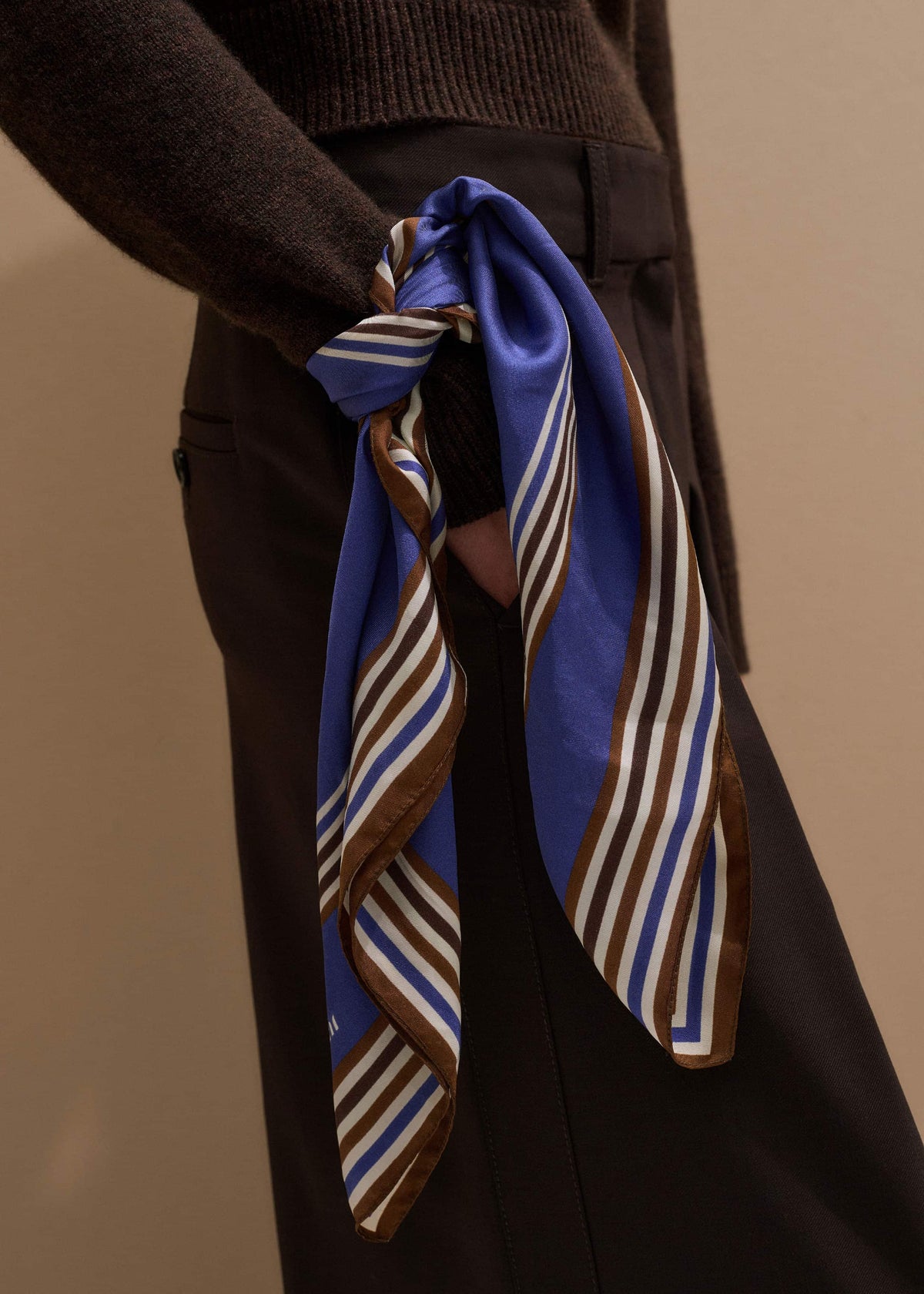 Blue Striped Silk Multi-Border Scarf | ME+EM Accessories
