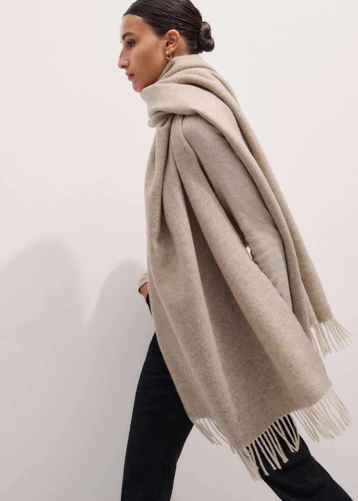 Cream Cashmere Blend Travel Scarf | ME+EM Accessories