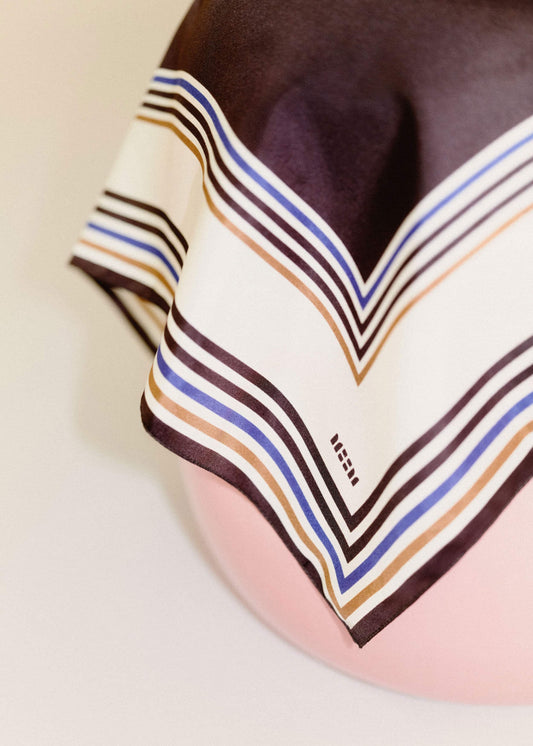 Brown Striped Silk Multi-Border Scarf | ME+EM Accessories