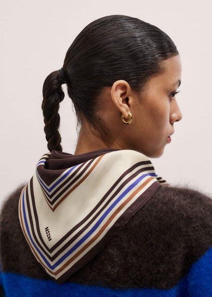 Brown Striped Silk Multi-Border Scarf | ME+EM Accessories