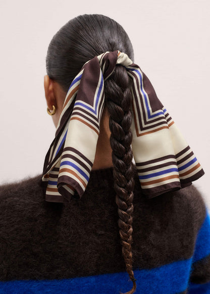 Brown Striped Silk Multi-Border Scarf | ME+EM Accessories