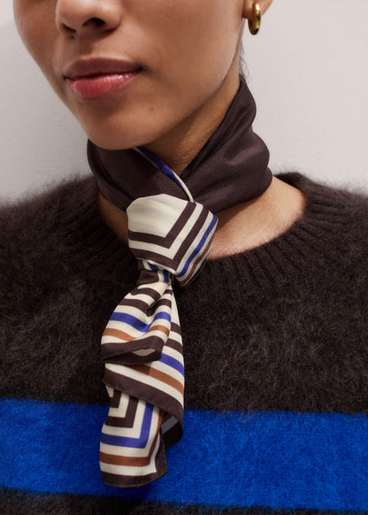 Brown Striped Silk Multi-Border Scarf | ME+EM Accessories