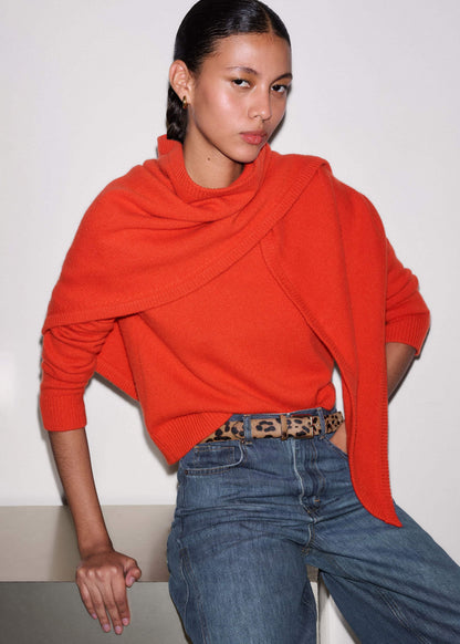 Orange Cashmere Triangle Knit Scarf | ME+EM Accessories